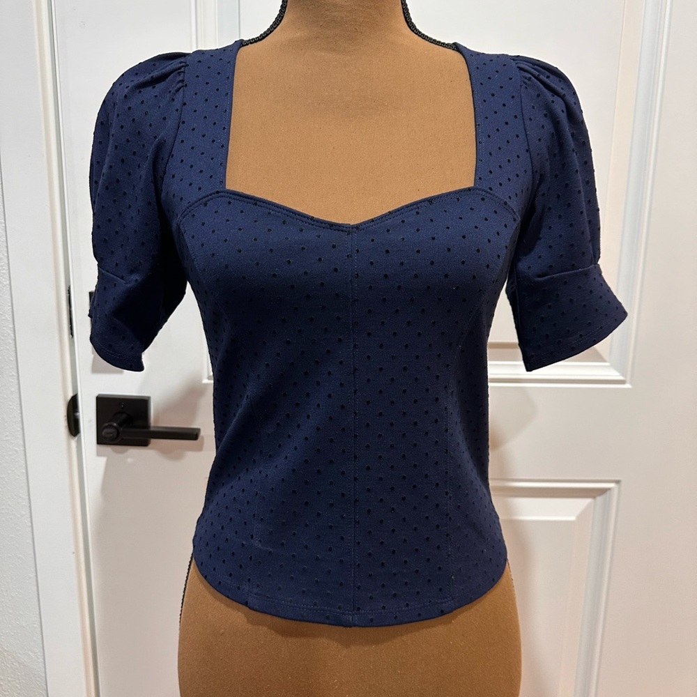 Navy with black polka dots Maeve by Anthropologie XS